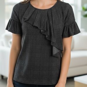 👛 (ANY 2/$20) RW&CO Plaid Pullover Blouse with Back Key Hole & Button Closure